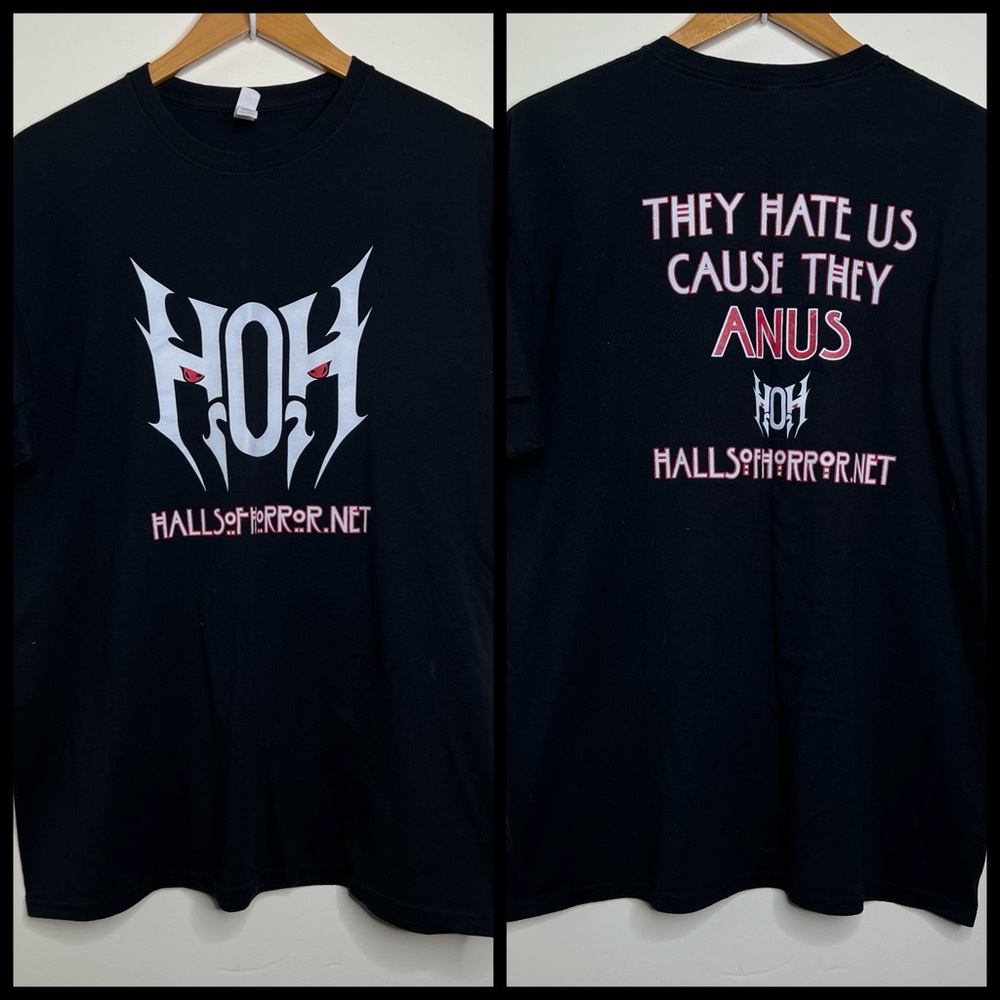 HOH Halls of Horror Haunted AttractionT Shirt Black Unisex Size XL Double Sided